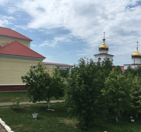Купола Дмитриевского храма с территории музейного комплекса, построенный в XVIII веке